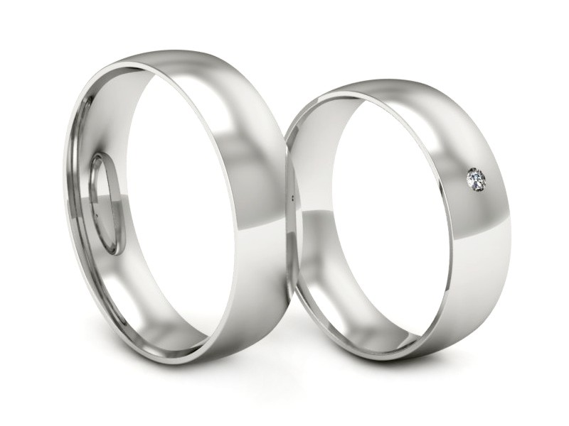 Złote Obrączki z diamentem białe złoto 585 - zo250b — zdjęcie 3