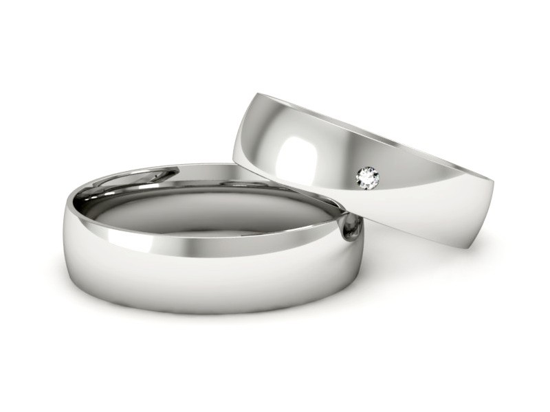 Złote Obrączki z diamentem białe złoto 585 - zo250b — zdjęcie 2