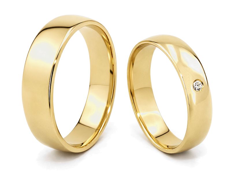 Złote Obrączki z brylantem żółte złoto 585 - zo250br — zdjęcie 3