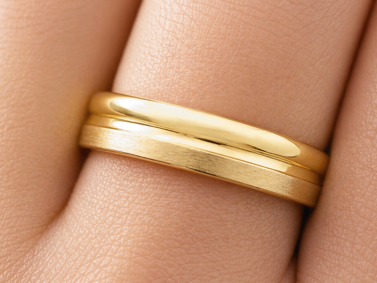 Obrączka złota półokrągła soczewkowa matowana 585 - zo530d — zdjęcie 3