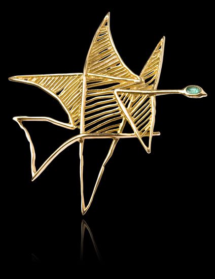 Georges Braque, wisior „Asteria”, złoto, szmaragd, 1962