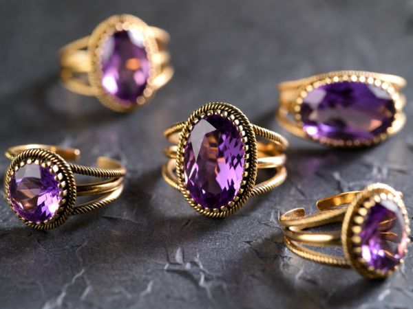 Pierścionki vintage ze złota i ametystu