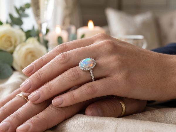 Opal i Diamenty: Duet Doskonały w Luksusowej Biżuterii Zaręczynowej.