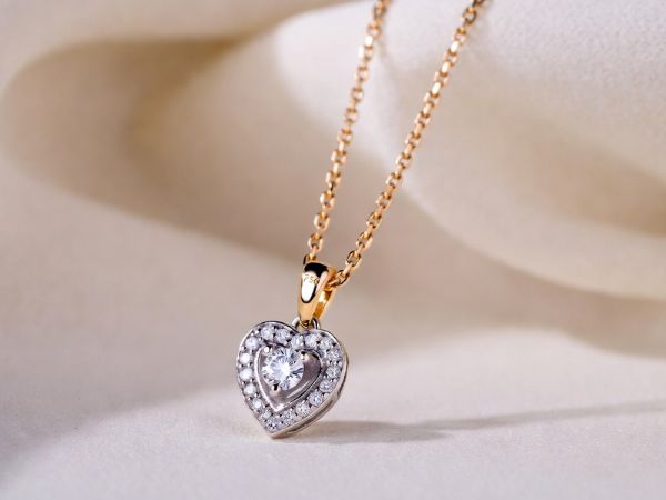 Diamentowy naszyjnik serce próba 750