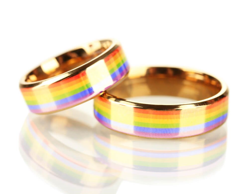 Obrączki ślubne LGBT z motywem tęczy